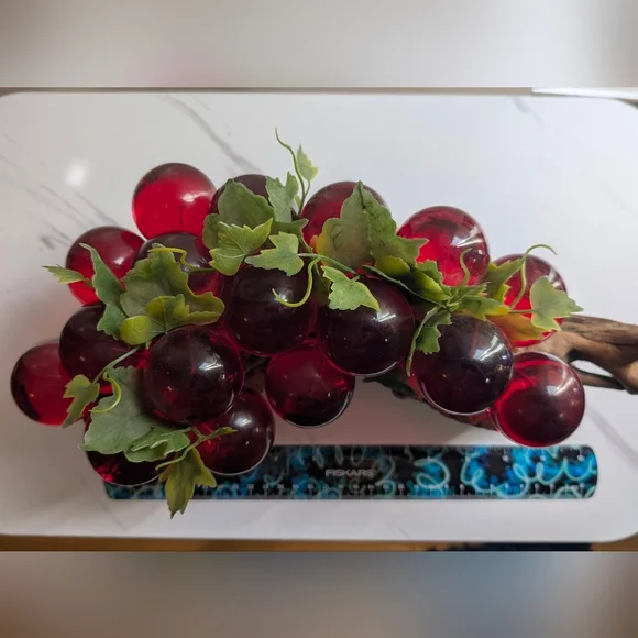 MCM Lucite Red/Orange Glass Grapes on Natural DriftWood - Picture 5 of 12